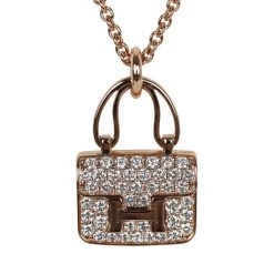 Hermès Hermes Amulettes Constance Pendant Necklace 18K Rose Gold & Diamonds Rose Gold Hardware -Online Bag Store H FJ 240111 1 AF 021