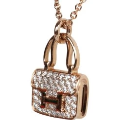 Hermès Hermes Amulettes Constance Pendant Necklace 18K Rose Gold & Diamonds Rose Gold Hardware -Online Bag Store H FJ 240111 1 AF 041