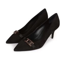 Hermès Hermes Blush Pump Black Suede Rose Gold Hardware 38