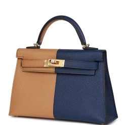 Hermès Hermes Special Order (HSS) Kelly Sellier 20 Casaque Sesame And Bleu Saphir Epsom Gold Hardware -Online Bag Store H K 011823 3 05
