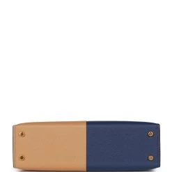 Hermès Hermes Special Order (HSS) Kelly Sellier 20 Casaque Sesame And Bleu Saphir Epsom Gold Hardware -Online Bag Store H K 011823 3 06