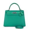 Hermès Hermes Kelly Sellier 28 Vert Verone Madame And Shiny Niloticus Crocodile Touch Palladium Hardware 2 Hermès Hermes Kelly Sellier 28 Vert Verone Madame And Shiny Niloticus Crocodile Touch Palladium Hardware -Online Bag Store H K 012523 1 01