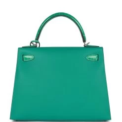 Hermès Hermes Kelly Sellier 28 Vert Verone Madame And Shiny Niloticus Crocodile Touch Palladium Hardware -Online Bag Store H K 012523 1 04