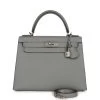 Hermès Hermes Special Order (HSS) Kelly Sellier 28 Gris Mouette Verso Togo Brushed Palladium Hardware -Online Bag Store H K 012523 4 01