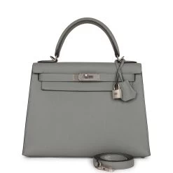 Hermès Hermes Special Order (HSS) Kelly Sellier 28 Gris Mouette Verso Togo Brushed Palladium Hardware