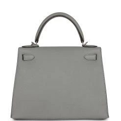 Hermès Hermes Special Order (HSS) Kelly Sellier 28 Gris Mouette Verso Togo Brushed Palladium Hardware -Online Bag Store H K 012523 4 04