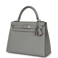 Hermès Hermes Special Order (HSS) Kelly Sellier 28 Gris Mouette Verso Togo Brushed Palladium Hardware -Online Bag Store H K 012523 4 05