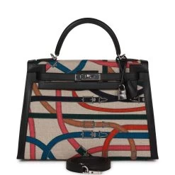 Hermès Hermes Kelly Sellier 32 Toile De Camp Cavalcadour Palladium Hardware