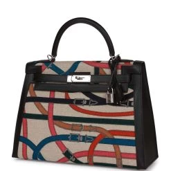 Hermès Hermes Kelly Sellier 32 Toile De Camp Cavalcadour Palladium Hardware -Online Bag Store H K 021623 2 03