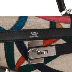 Hermès Hermes Kelly Sellier 32 Toile De Camp Cavalcadour Palladium Hardware -Online Bag Store H K 021623 2 08