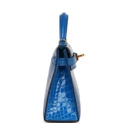 Hermès Hermes Kelly Sellier 20 Bleu Zellige Shiny Alligator Gold Hardware -Online Bag Store H K 102722 1 03