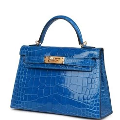 Hermès Hermes Kelly Sellier 20 Bleu Zellige Shiny Alligator Gold Hardware -Online Bag Store H K 102722 1 05