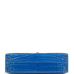 Hermès Hermes Kelly Sellier 20 Bleu Zellige Shiny Alligator Gold Hardware -Online Bag Store H K 102722 1 06