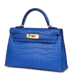 Hermès Hermes Kelly Sellier 20 Bleu Royal Matte Alligator Gold Hardware -Online Bag Store H K 112221 1 05