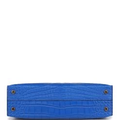 Hermès Hermes Kelly Sellier 20 Bleu Royal Matte Alligator Gold Hardware -Online Bag Store H K 112221 1 06