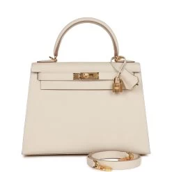 Hermès Hermes Craie Epsom Sellier Kelly 28 Gold Hardware