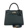 Hermès Hermes Kelly Sellier 25 Vert Cypress Ostrich Gold Hardware -Online Bag Store H K 230508 1 01