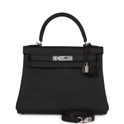 Hermès Hermes Kelly Retourne 28 Black Togo Palladium Hardware