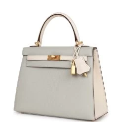Hermès Hermes Special Order (HSS) Kelly Sellier 25 Gris Perle And Nata Chevre Brushed Gold Hardware 15 Hermès Hermes Special Order (HSS) Kelly Sellier 25 Gris Perle And Nata Chevre Brushed Gold Hardware -Online Bag Store H K 230524 1 03