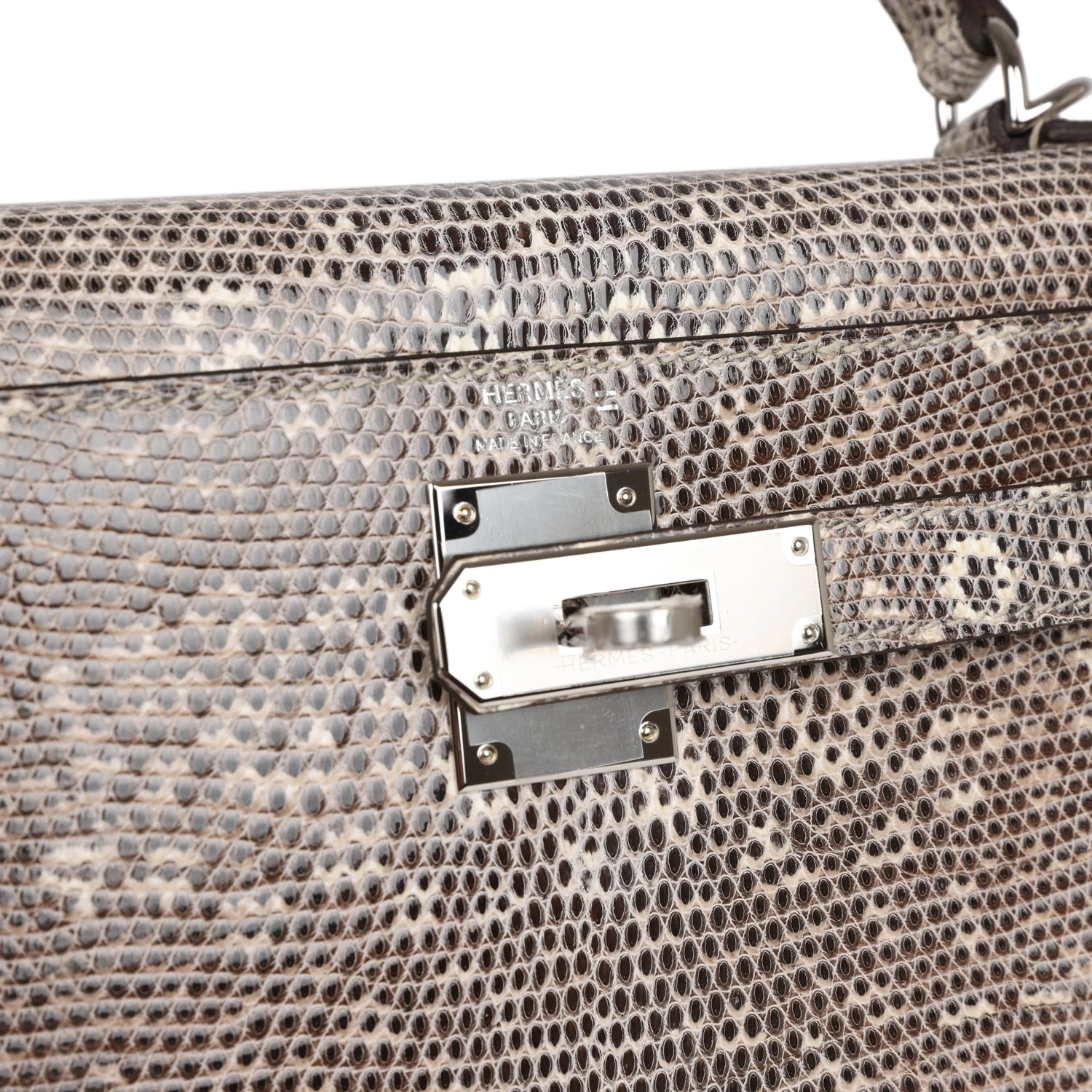 Hermès Hermes Kelly Sellier 28 Ombre Varanus Salvator Lizard Palladium Hardware 9 Hermès Hermes Kelly Sellier 28 Ombre Varanus Salvator Lizard Palladium Hardware - Image 7