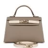 Hermès Hermes Special Order (HSS) Kelly 20 Nata And Gris Asphalte Epsom Sellier Gold Hardware