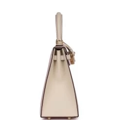 Hermès Hermes Special Order (HSS) Kelly Sellier 25 Mauve Pale And Craie Epsom Permabrass Hardware -Online Bag Store H K 230816 2 04