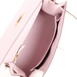 Hermès Hermes Special Order (HSS) Kelly Sellier 25 Mauve Pale And Craie Epsom Permabrass Hardware -Online Bag Store H K 230816 2 09