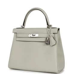 Hermès Hermes Kelly Retourne 28 Gris Neve Togo Palladium Hardware -Online Bag Store H K 230906 2 03