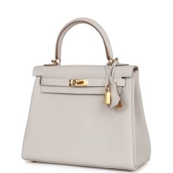 Hermès Hermes Kelly Retourne 25 Gris Pale Togo Gold Hardware -Online Bag Store H K 230913 3 YK 03
