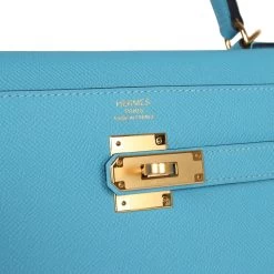 Hermès Hermes Kelly Sellier 35 Bleu Du Nord Epsom Gold Hardware -Online Bag Store H K 230918 1 08