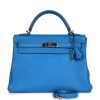 Hermès Pre-owned Hermes Kelly Retourne 32 Bleu Hydra Togo Palladium Hardware