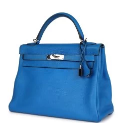 Hermès Pre-owned Hermes Kelly Retourne 32 Bleu Hydra Togo Palladium Hardware -Online Bag Store H K 231003 2 TY 03