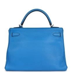 Hermès Pre-owned Hermes Kelly Retourne 32 Bleu Hydra Togo Palladium Hardware -Online Bag Store H K 231003 2 TY 05
