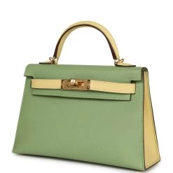 Hermès Hermes Special Order (HSS) Kelly 20 Vert Criquet And Limoncello Epsom Gold Hardware -Online Bag Store H K 231010 2 CM 03