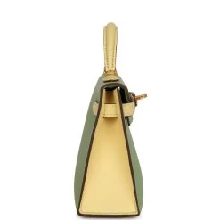 Hermès Hermes Special Order (HSS) Kelly 20 Vert Criquet And Limoncello Epsom Gold Hardware -Online Bag Store H K 231010 2 CM 04