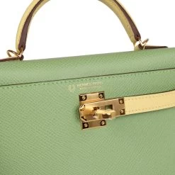 Hermès Hermes Special Order (HSS) Kelly 20 Vert Criquet And Limoncello Epsom Gold Hardware -Online Bag Store H K 231010 2 CM 07
