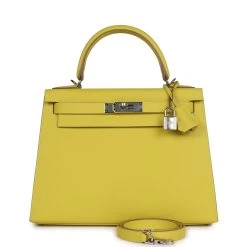 Hermès Hermes Kelly Sellier 28 Lime Epsom Palladium Hardware