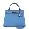 Hermès Pre-owned Hermes Kelly Sellier 28 Bleu Azur Epsom Palladium Hardware -Online Bag Store H K 231107 1 01