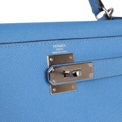 Hermès Pre-owned Hermes Kelly Sellier 28 Bleu Azur Epsom Palladium Hardware -Online Bag Store H K 231107 1 08