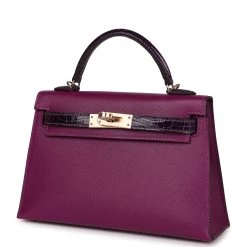 Hermès Hermes Kelly Sellier 20 Anemone Madame And Amethyst Shiny Alligator Touch Permabrass Hardware -Online Bag Store H K 231108 1 03
