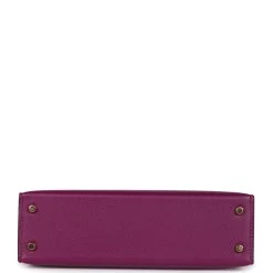 Hermès Hermes Kelly Sellier 20 Anemone Madame And Amethyst Shiny Alligator Touch Permabrass Hardware -Online Bag Store H K 231108 1 06