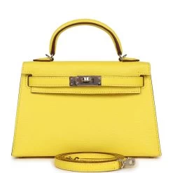 Hermès Hermes Kelly Sellier 20 Jaune Citron Chevre Palladium Hardware