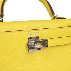 Hermès Hermes Kelly Sellier 20 Jaune Citron Chevre Palladium Hardware -Online Bag Store H K 231115 3 AR 07