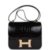 Hermès Pre-owned Hermes Constance 24 Black Shiny Alligator Rose Gold Hardware