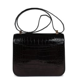 Hermès Pre-owned Hermes Constance 24 Black Shiny Alligator Rose Gold Hardware -Online Bag Store H K 231204 1 PK 05 0c338d08 8286 4f35 8793 1dbdf669a75b