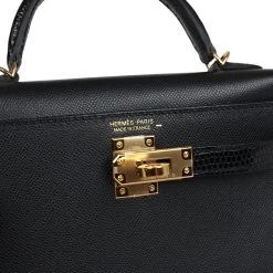 Hermès Hermes Kelly Sellier 20 Black Madame And Lizard Touch Gold Hardware -Online Bag Store H K 23121 01 AM 07