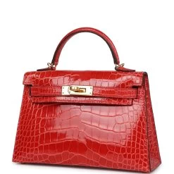 Hermès Hermes Kelly Sellier 20 Rouge De Coeur Shiny Alligator Gold Hardware -Online Bag Store H K 231211 01 03