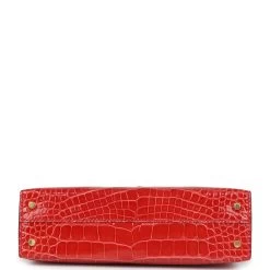 Hermès Hermes Kelly Sellier 20 Rouge De Coeur Shiny Alligator Gold Hardware -Online Bag Store H K 231211 01 06
