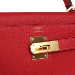 Hermès Hermes Kelly Retourne 28 Vermillion Clemence Gold Hardware 17 Hermès Hermes Kelly Retourne 28 Vermillion Clemence Gold Hardware -Online Bag Store H K 231215 1 08