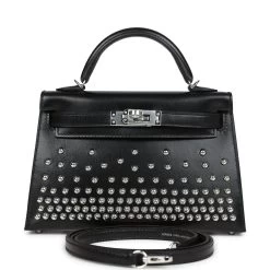 Hermès Hermes Kelly Sellier 20 Clouté Black Box Palladium Hardware